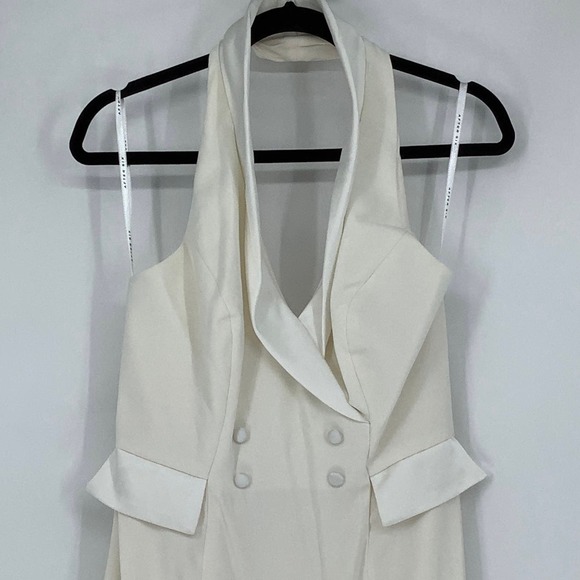NEW! After Six Size 10 Crepe Halter Tuxedo Max Dress Ivory $242 msrp J2-13 - Picture 7 of 10